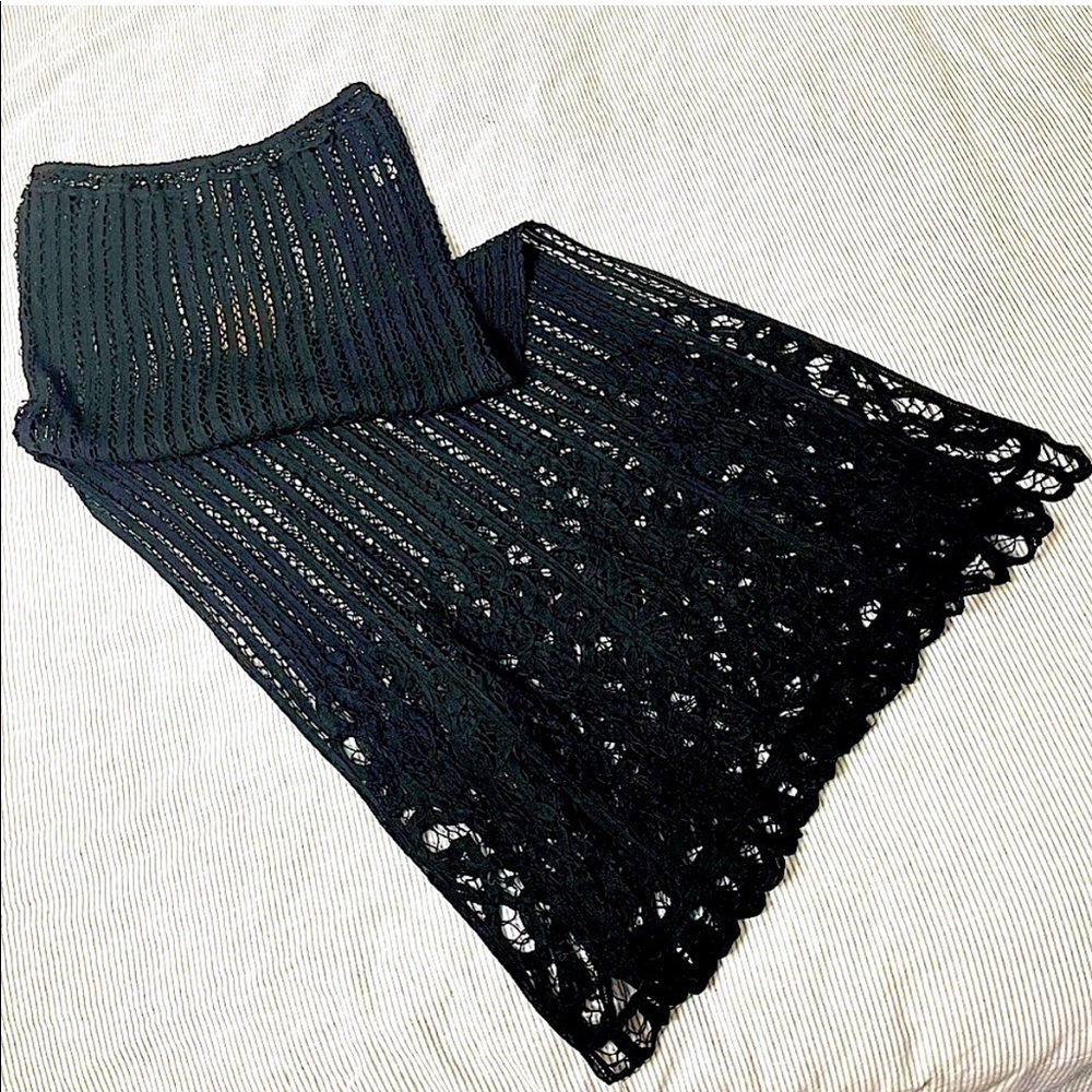 Black Lace Slit Maxi Skirt Coverup S5-9 - Picture 3 of 9